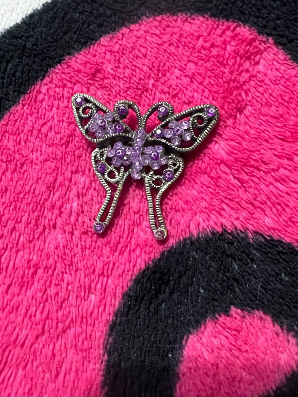 Purple Butterfly Brooch Pin - vintage